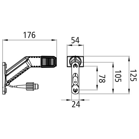 Superpoint IV LED, 12/24 V, right, 2.00 m, 2-pin ASS