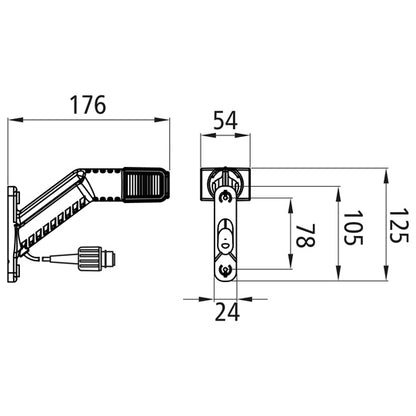 Superpoint IV LED, 12/24 V, re, 2.00m, rt/ws/ge, 2-pin ASS,OEM