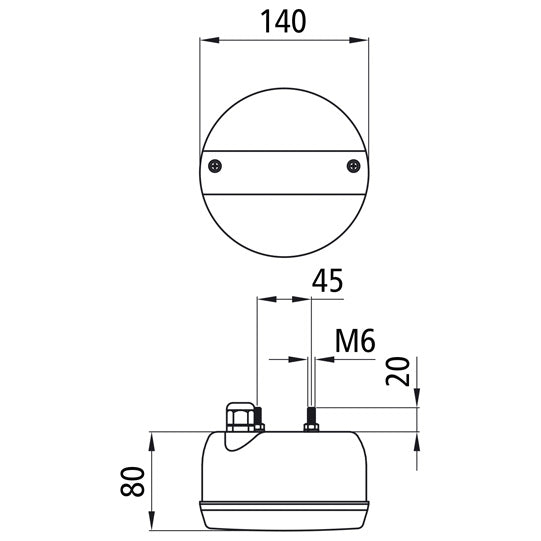 3-chamber light LED, 24 V, round, single function, PG11, OEM