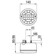 Rear fog light LED, 12/24 V, 140 mm Ø, PG11, OEM