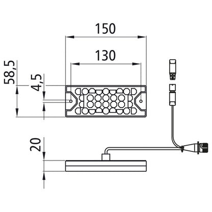 MiniLED II, 12/24 V, right, 7+3-pin ASS, OEM