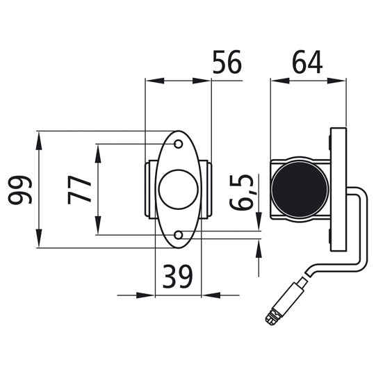 Superpoint III LED, 24 V, li/re, 0.5 m, 3-pin