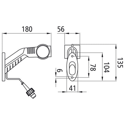 Superpoint III LED, 24 V, right, rt/ws/ge, 1.25 m, 2-pin ASS