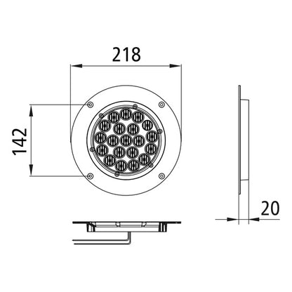 Interior light LED, 12/24 V, Ø 220 mm, 140 lumen
