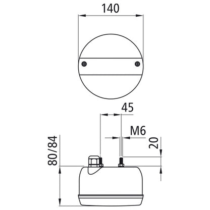 Three-chamber light LED, 24 V, 140 mm Ø, PG, double function