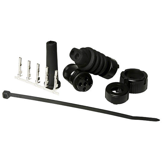 Connector set 5-pin bayonet, socket, black, 12 V, 2 grommets