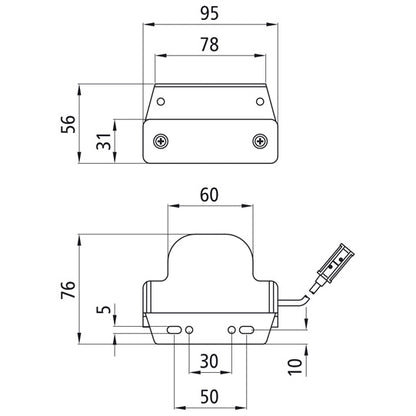 Sidepoint, 24 V, white, 0.5 m, P&amp;R, 90° angle (Z)
