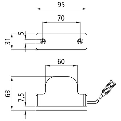 Sidepoint, 24 V, white, cable 0.50 m, P&amp;R, recessed version