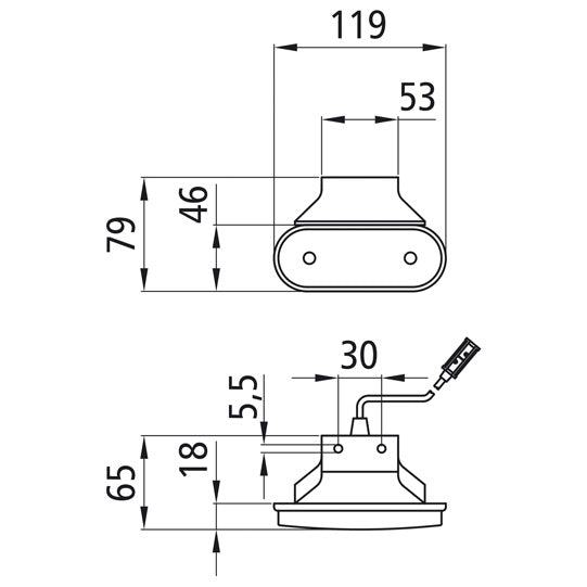 Unipoint LED, 24 V, SML, 0.50 m, P&amp;R, Valeo bracket