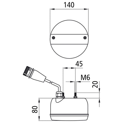 Three-chamber light, LED, 12/24 V, 0.5 m, 7-pin ASS