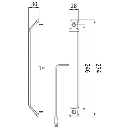 Linepoint II LED, 12/24V,0,5m,3-pin ASS,reversing,vertical,OEM