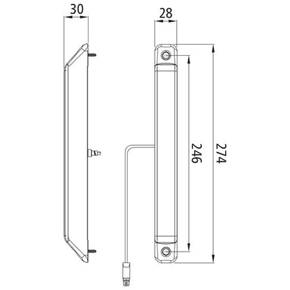 Linepoint II LED, 12/24V,0,5m,3-pin ASS,reversing,vertical,OEM