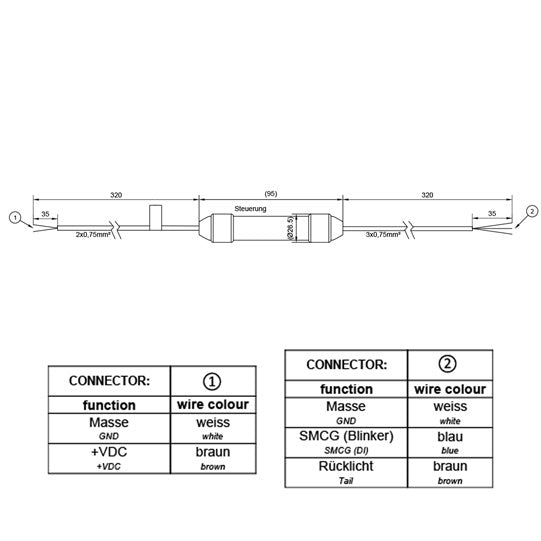 SMCG blinker control, f. SML, open end, OEM