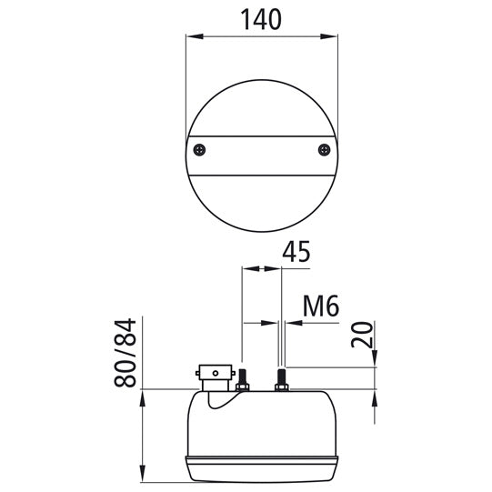 Three-chamber light LED, 12/24 V, 140 mm Ø, 8-pin bayonet, Gen2