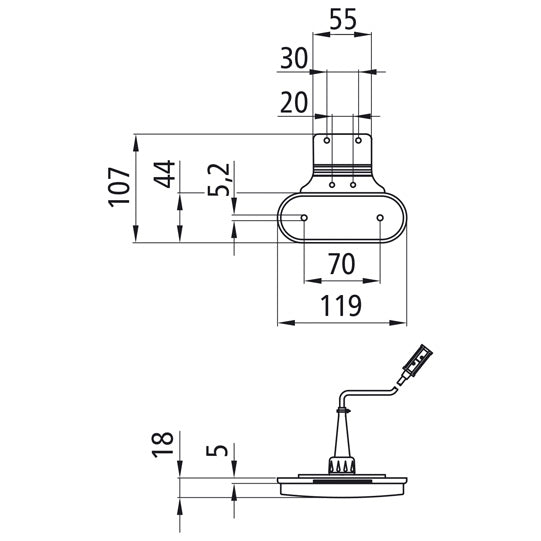 Unipoint LED, 24 V, SML, 0.50 m, P&amp;R, cranked bracket