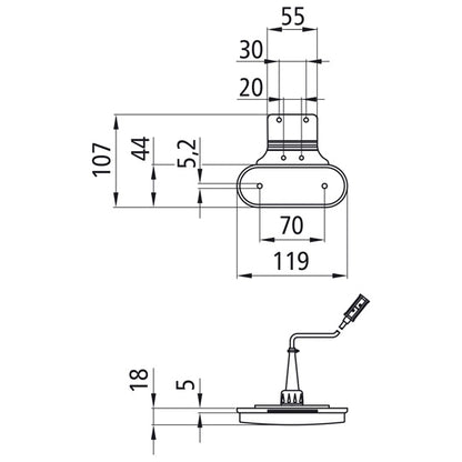 Unipoint LED, 24 V, SML, 0.50 m, P&amp;R, cranked bracket