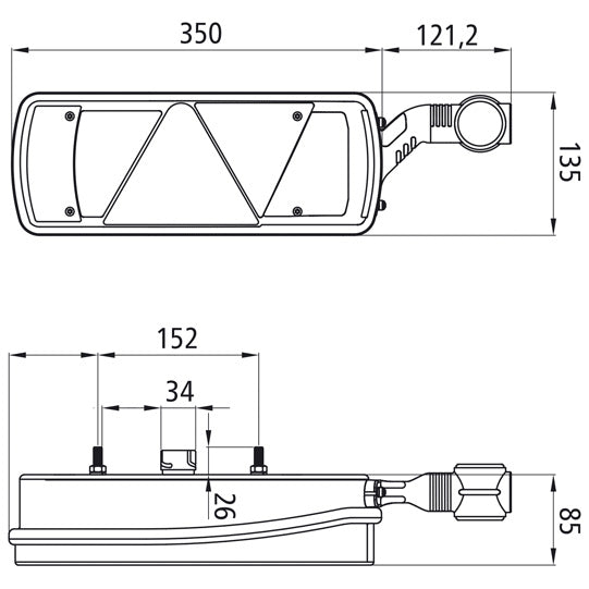 Ecopoint II LED, 24 V, right, 7-pin ASS, with triangle, LED-URA