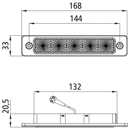 Posipoint IV LED, 12/24V, 0.1m, 5-pin bayonet socket