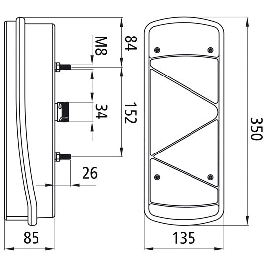 Ecopoint II LED, 24 V, right, o. triangle, f. vert. mounting