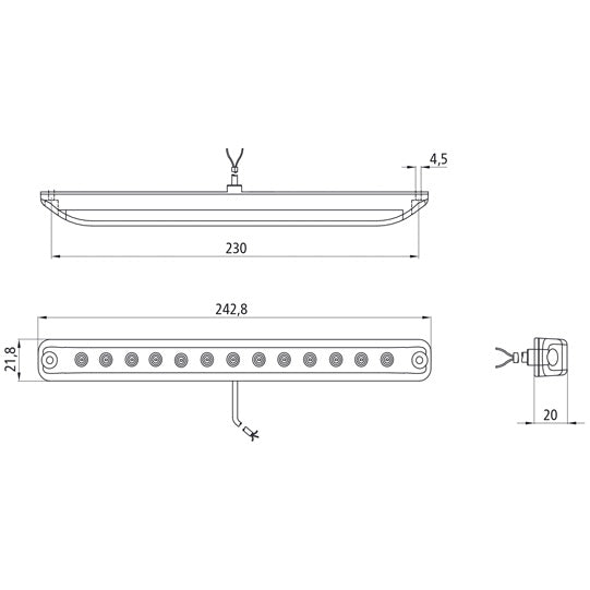 Linepoint I LED, 12/24 V, tail light, 0.5 m