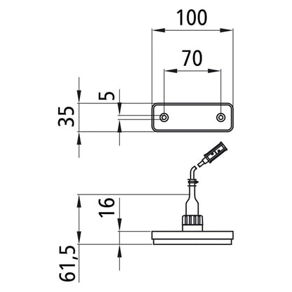 Flatpoint I LED, 24 V, white, 1.50 m, P&amp;R, with rubber base