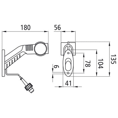 Superpoint III LED, 24 V, right, rt/ws/ge, 1.75 m, 2-pin ASS