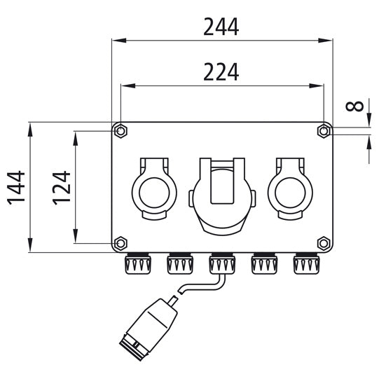 15-pin socket, 2 x 7-pin socket, LP 20