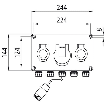 15-pin socket, 2 x 7-pin socket, LP 20