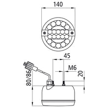 Rear fog light LED, 12/24 V, 140 mm Ø, 1.50 m, 2-pin ASS