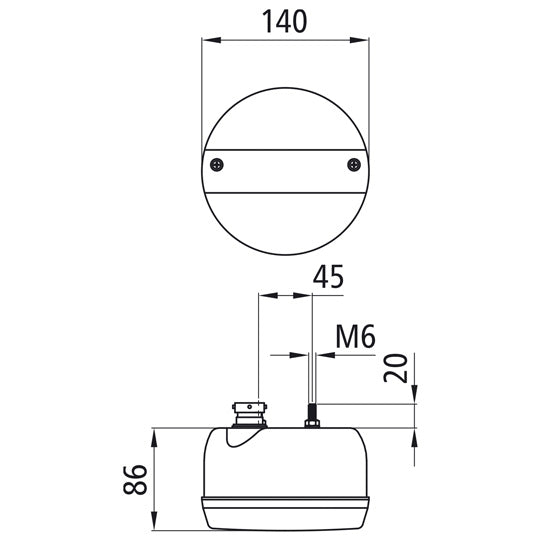 3-chamber light, 24 V, 8-pin bayonet, 140 mm ø