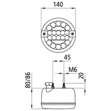 Rear fog light LED, 12/24 V, 140 mm Ø, 8-pin bayonet