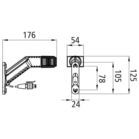 Superpoint IV LED, 12/24V, right, 1.00m, 2-pin Superseal