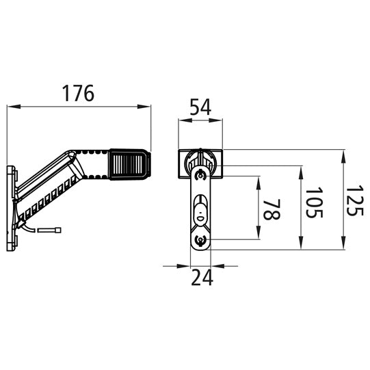 Superpoint IV LED, 12/24 V, right, rt/ws/ge, 1.00 m, DC