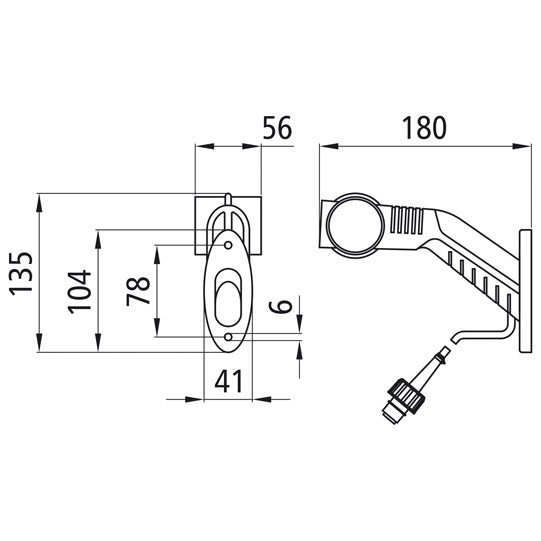 Superpoint III LED, 24 V, left, rt/ws/ge, 2.10 m, 2-pin ASS