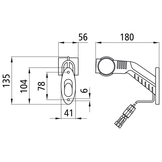 Superpoint III LED,24 V,left, rt/ws/ge, 0.5 m, 2-pin Superseal