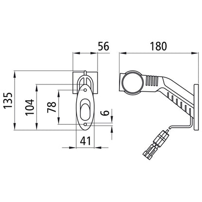 Superpoint III LED,24 V,left, rt/ws/ge, 0.5 m, 2-pin Superseal