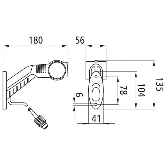 Superpoint III LED, 24 V, right, rt/ws/ge, 3.00 m, 3-pin ASS