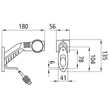 Superpoint III LED, 24 V, right, rt/ws/ge, 3.00 m, 3-pin ASS