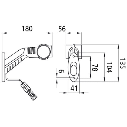 Superpoint III LED, 24 V, re, rt/ws/ge, 0.5 m, 2-pin Superseal