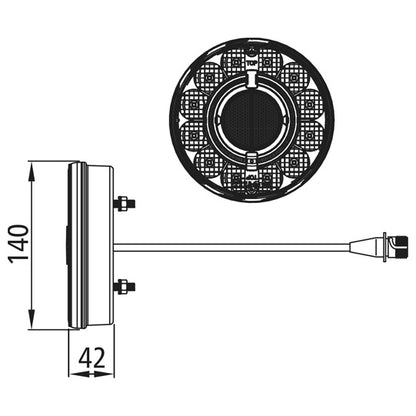 Braspoint 140, 12/24 V, 3-function LED light, 7-pin ASS, 0.5 m