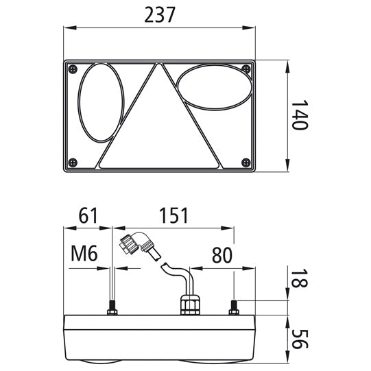 Multipoint LED, 24 V, right, PG, 1.80 m m. 7-pin ASS, with RFS