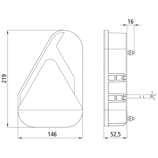 Earpoint LED, 12/24 V, left, cable 0.8 m, open end, RFS