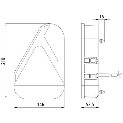 Earpoint LED, 12/24 V, left, cable 0.8 m, open end, RFS
