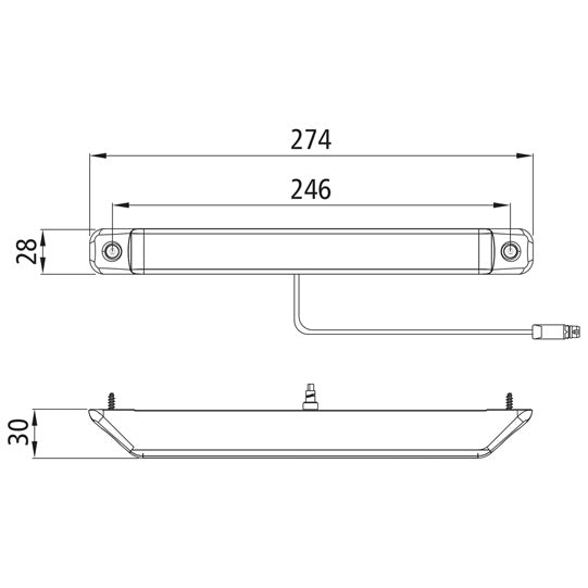 Linepoint II LED, 12/24 V, 0.5 m, 3-pin ASS, rear fog light