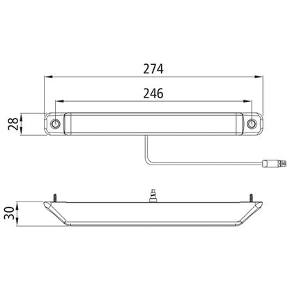 Linepoint II LED, 12/24 V, 0.5 m, 3-pin ASS, rear fog light