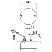 Reversing light, 24 V, 140 mm Ø, 0.25 m, 2-pin ASS