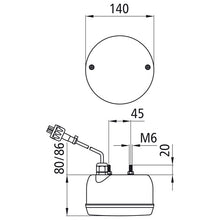 Reversing light, 24 V, 1.20 m, 2-pin ASS, 140 mm Ø