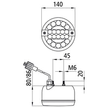 Reversing light LED, 12/24 V, 140 mm Ø, 1.50 m. 2-pin ASS