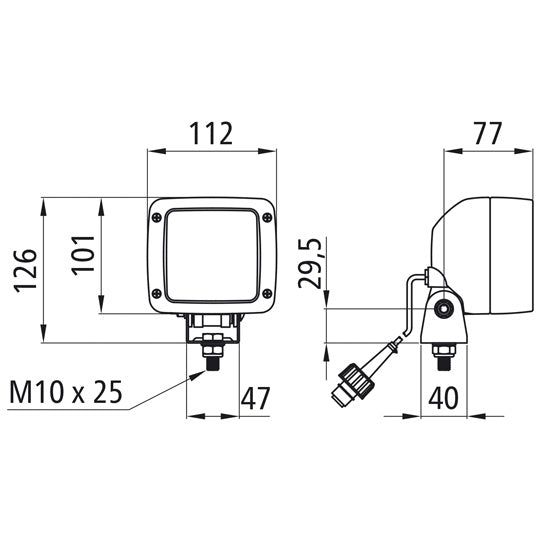 Reversing light, 24 V, 2.50 m, 2-pin ASS, 70W, H3