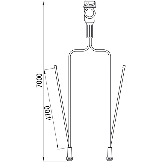 Supply cable, 13-pin plug, 2x 5-pin bay. 7000 mm, 2 x DC